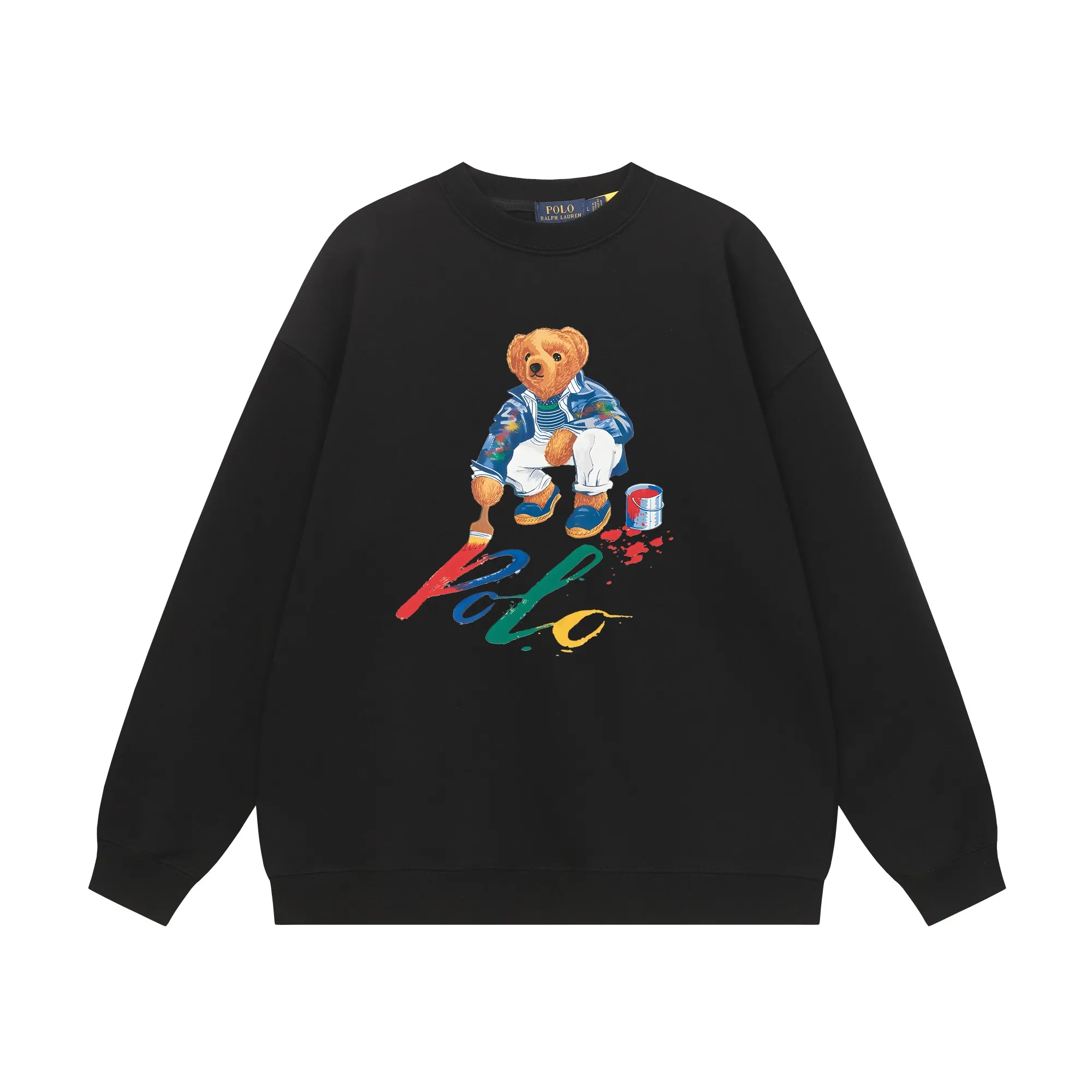 P200 Long-term stock] RalphLauren/Ralph Lauren 2025 autumn and winter new bear letter print 420g heavy large terry sweatshirt Ralph Lauren's age-reducing item, the coat fabric is made of 85% cotton ➕15% polyester, which not only retains the softness, comfort and breathability of cotton, but also adds the wear resistance and wrinkle resistance of polyester fiber, making the clothes more durable and easy to care for. Even in slightly cooler weather, you won't feel stuffy when wearing it. This kind of fabric has a natural crisp feel and is not easy to pill or deform. The bear on the chest is printed with English letters. It is full of color, full of three-dimensionality, and lifelike, adding a bit of liveliness and interest to the whole sweatshirt. There is no pressure to dress, regardless of age or gender. Complete accessories! Color: black, white, navy blue, light floral gray Size: M-L-XL-XXL